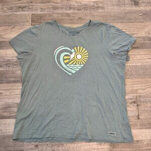 Life Is Good blue wave crusher tee short sleeve crewneck womens XXL E13